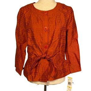 Jones‎ New York Orange Tabasco Belted Dressy Jacket Blazer Medium NWT